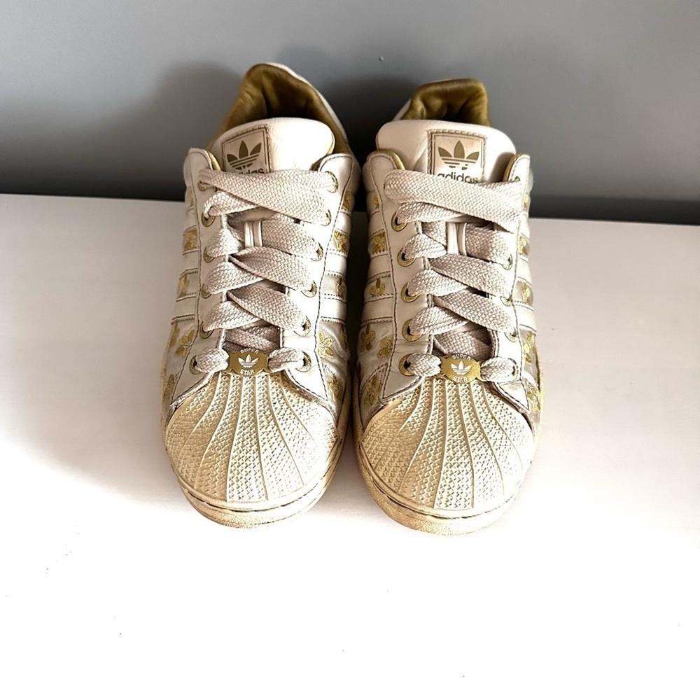 Adidas | Superstar II Gold Floral Embroidered Sneakers, Rare Special Edition